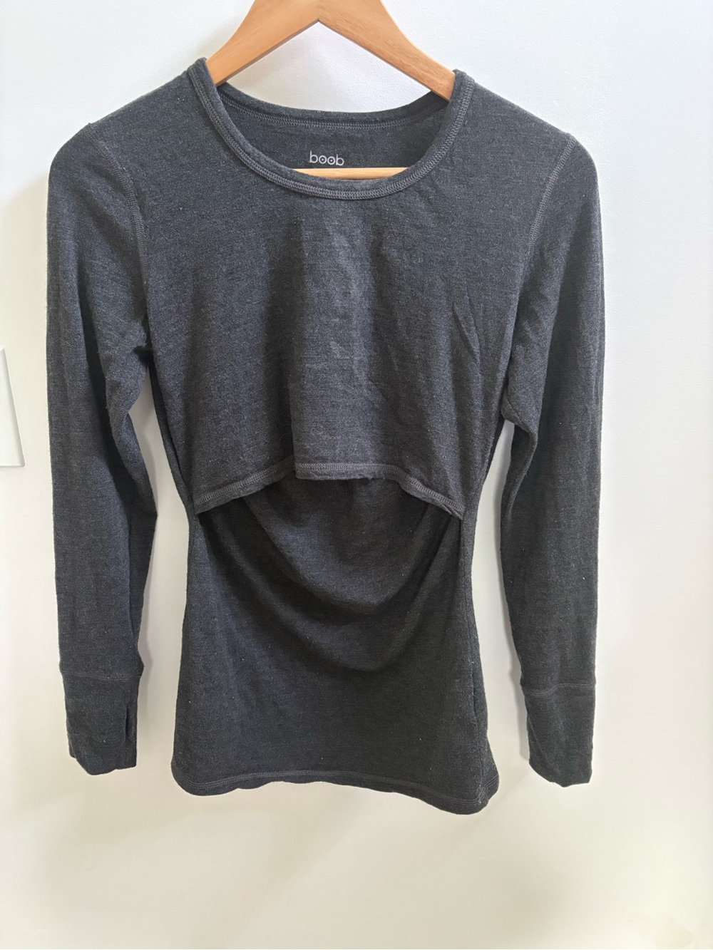 Organic merino wool maternity/nursing base layer.